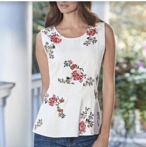 Sundance Belle Fleur Shell Peplum Embroidered Top